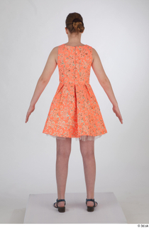  Selin drape dressed orange short dress standing whole body 0005.jpg